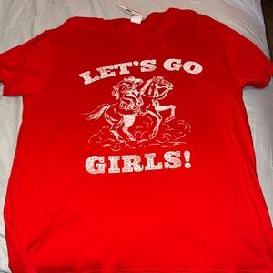 Red women Shirt with 'Let's Go Girls' Print pink